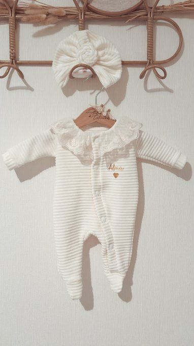 Ensemble turban natte et pyjama col dentelle